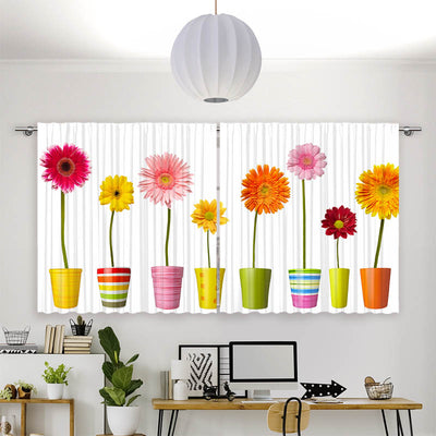 Vorhang Motiv Bunte Topfblumen