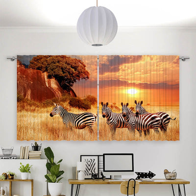 Vorhang Motiv Zebras in Afrikas Savanne
