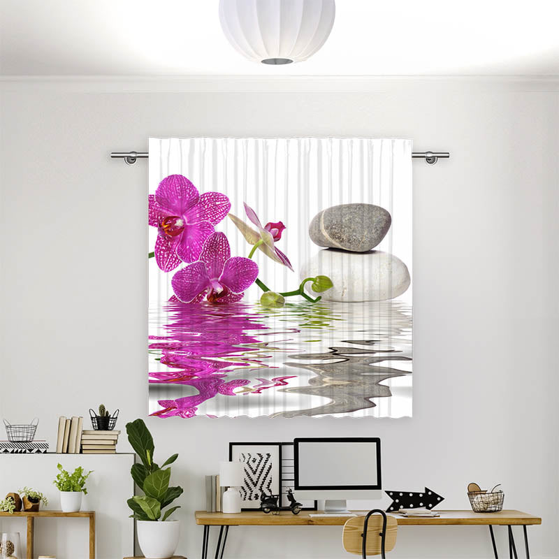 Vorhang Motiv Wasser Orchidee Steine