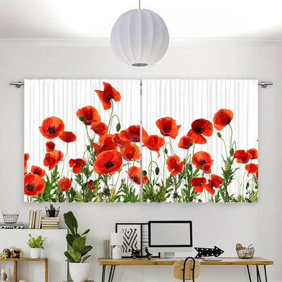 Vorhang Motiv Mohnblumen Weisser Hintergrund