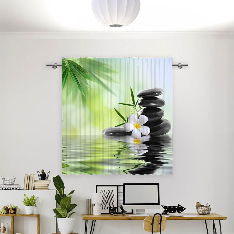 Vorhang Motiv Frangipani Bambus Steine