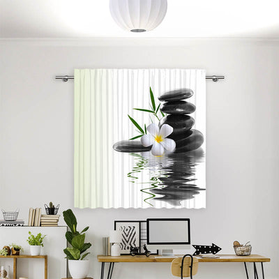 Vorhang Motiv Frangipani Steinturm Wasser