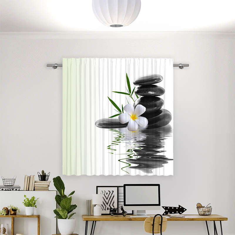 Vorhang Motiv Frangipani Steinturm Wasser