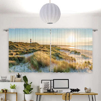 Vorhang Motiv Leuchtturm Strand Meer auf Sylt