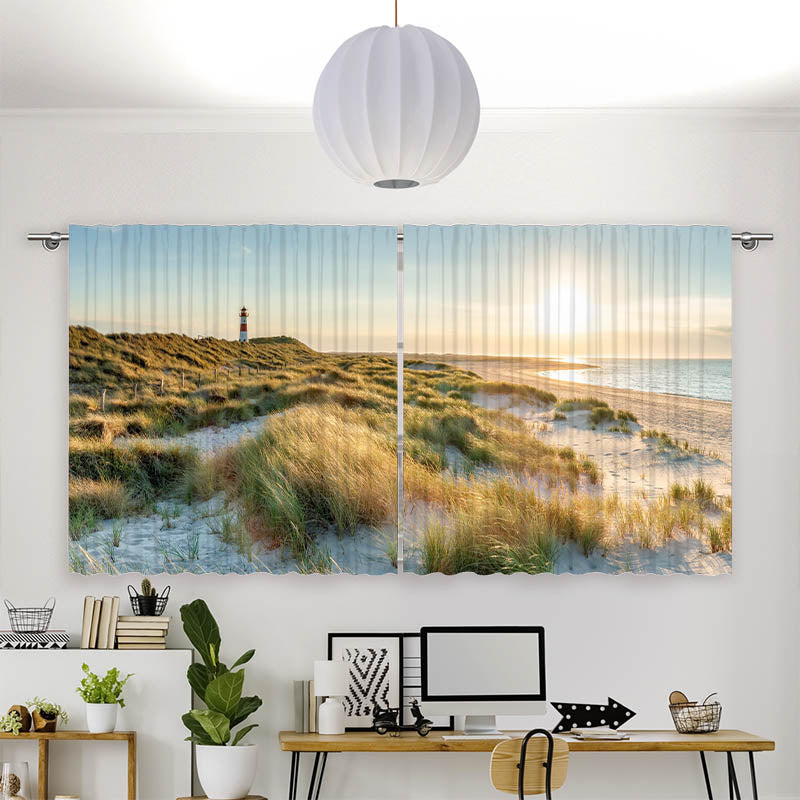 Vorhang Motiv Leuchtturm Strand Meer auf Sylt