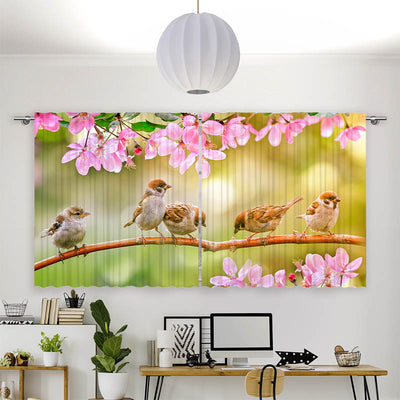 Vorhang Motiv Spatzen auf dem Ast