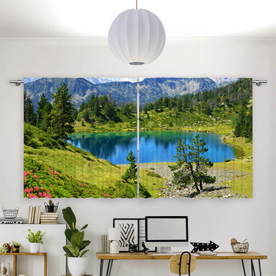 Vorhang Motiv Berglandschaft mit See