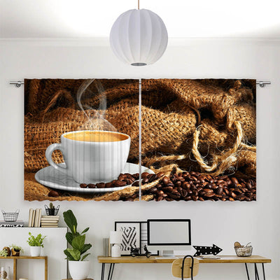 Vorhang Motiv Kaffeetasse Bohnen