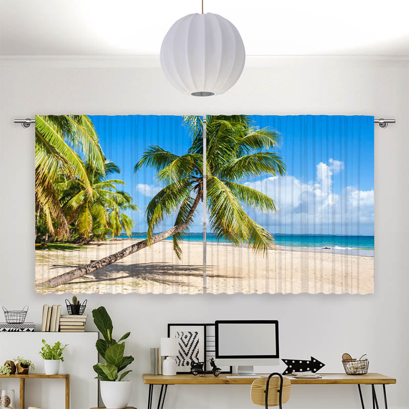 Vorhang Motiv Palme Meer Urlaub
