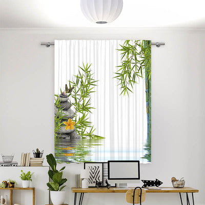 Vorhang Motiv Bambus Schmetterling Steine