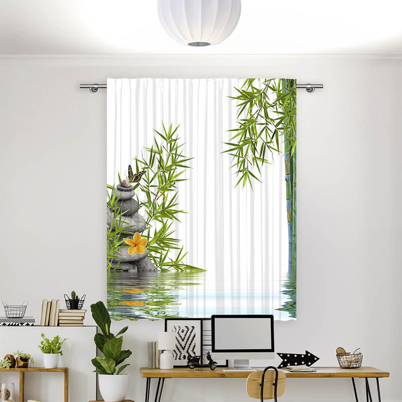 Vorhang Motiv Bambus Schmetterling Steine