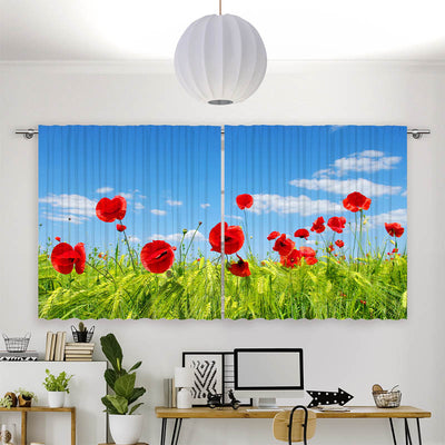 Vorhang Motiv Mohnblumen Wiese