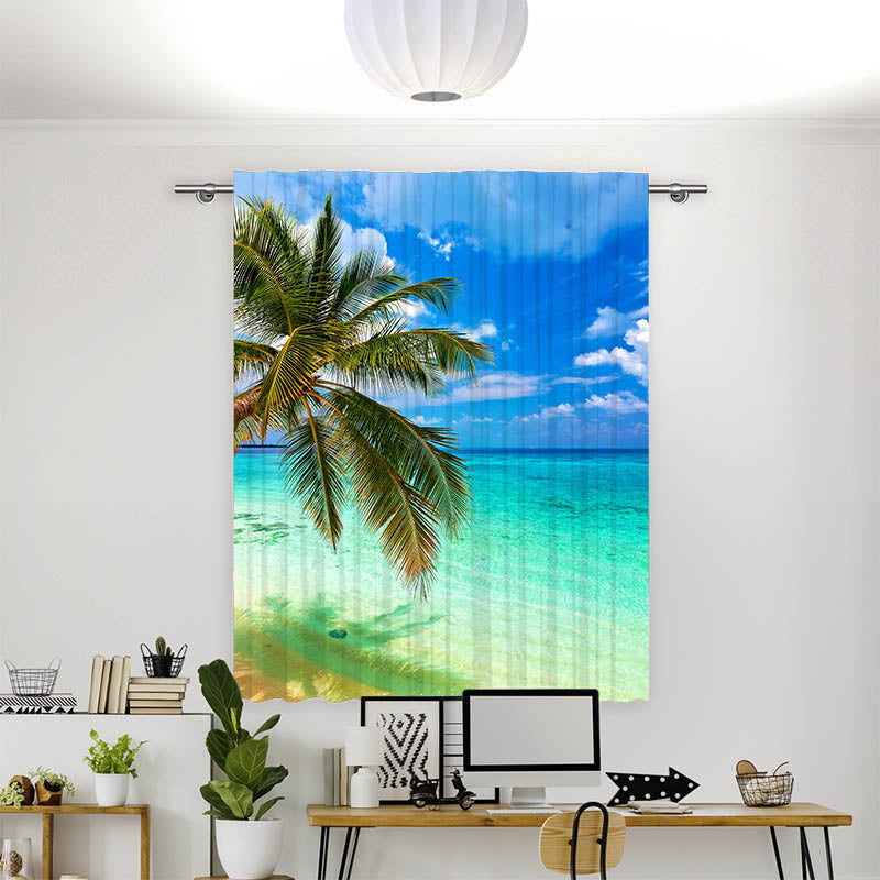 Vorhang Motiv Palme Meer