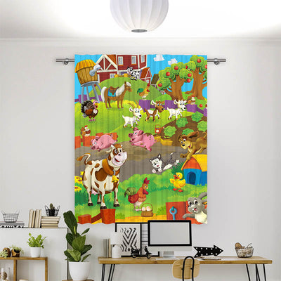 Vorhang Motiv Bauernhof Tiere
