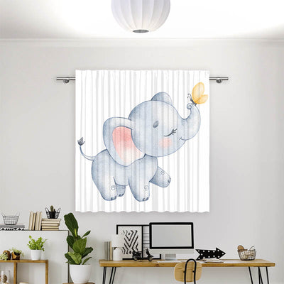 Vorhang Motiv Elefantenkind Schmetterling