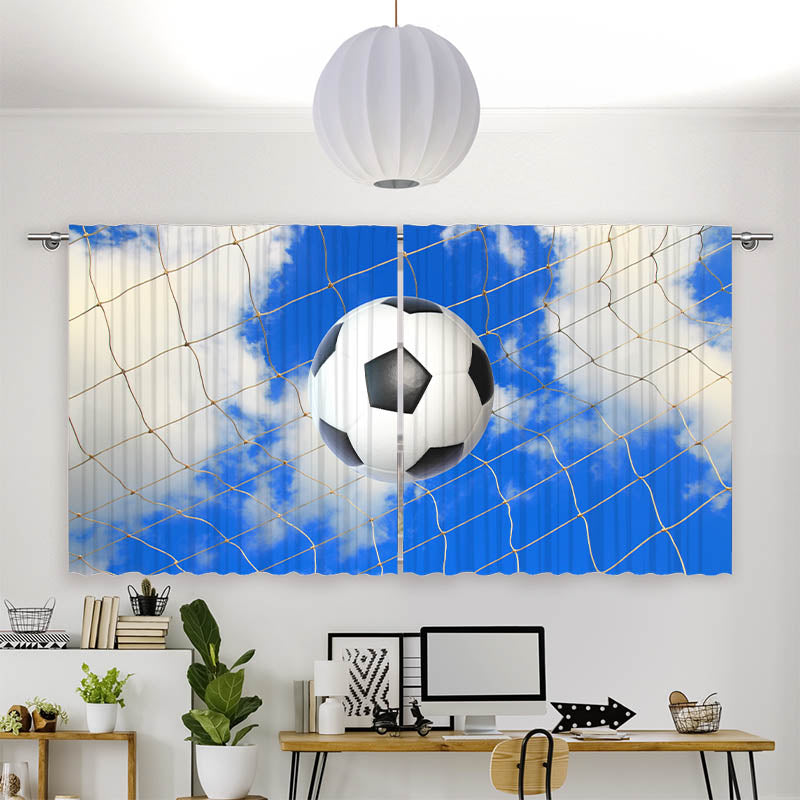 Vorhang Motiv Fussball im Netz