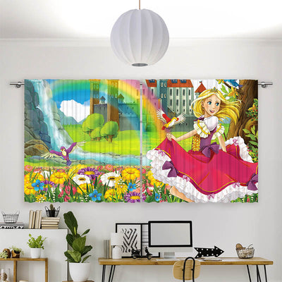 Vorhang Motiv Prinzessin Regenbogen Schloss