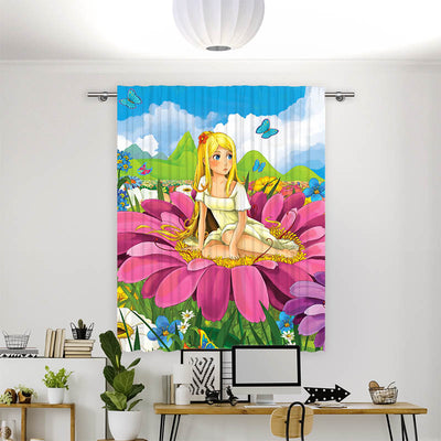 Vorhang Motiv Maedchen auf Einer Blume