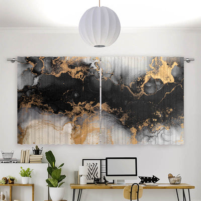 Vorhang Motiv Abstrakt Marmor Schwarz Gold