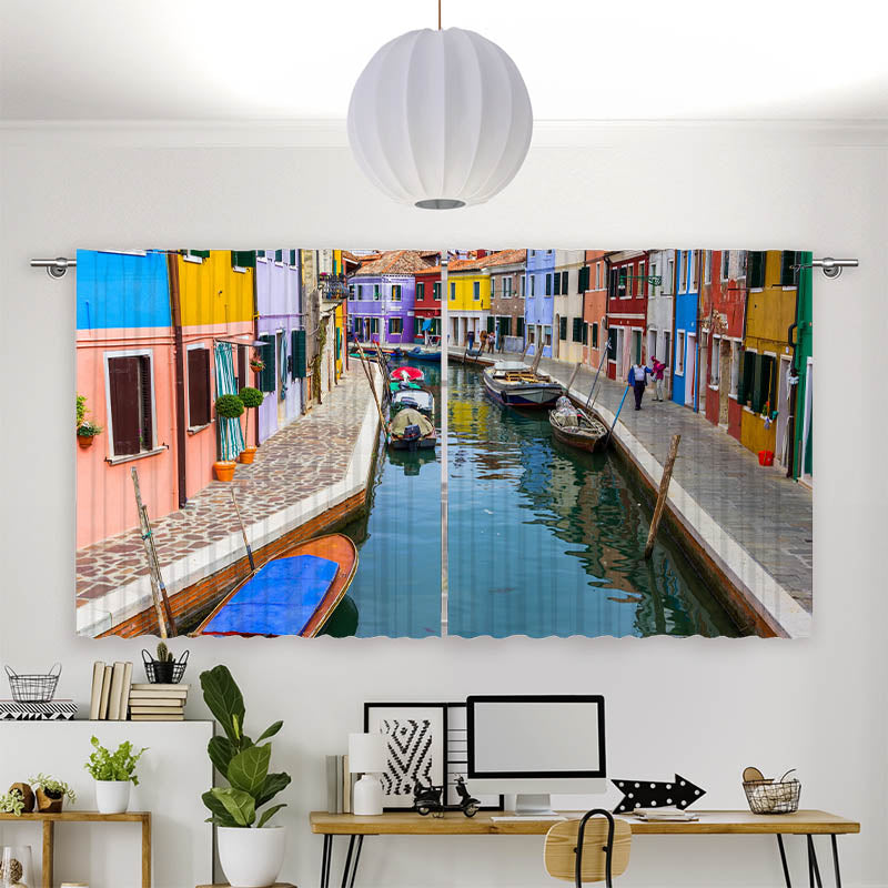 Vorhang Motiv Kanal Bunte Haeuser