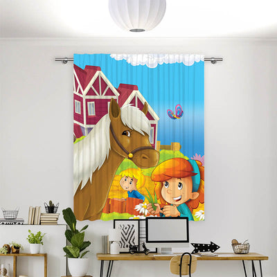 Vorhang Motiv Maedchen mit Pferd