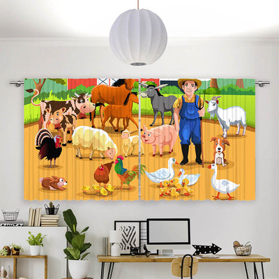 Vorhang Motiv Bauer mit Seinen Tieren