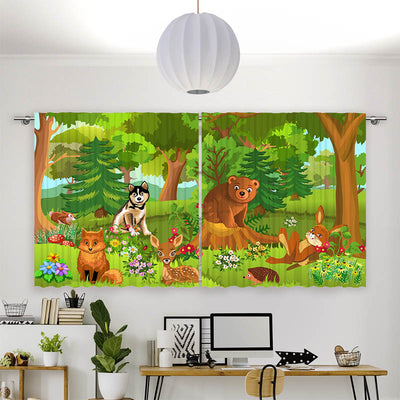 Vorhang Motiv Wilde Tiere im Wald