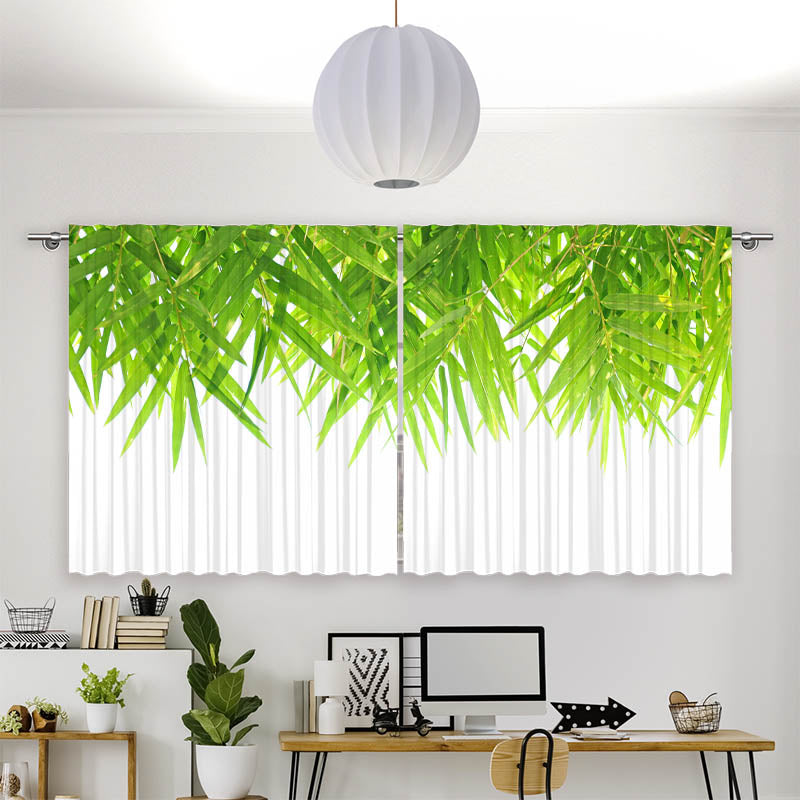 Vorhang Motiv Bambus Blaetter Oben