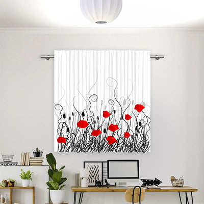Vorhang Motiv Mohnblumen Grafik