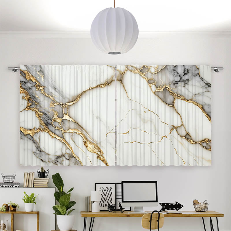 Vorhang Motiv Gold Weiss Marmoriert