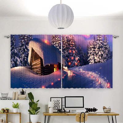 Vorhang Motiv Schneehuette Winterlandschaft