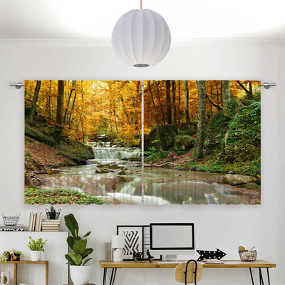 Vorhang Motiv Herbstwald mit Fluss