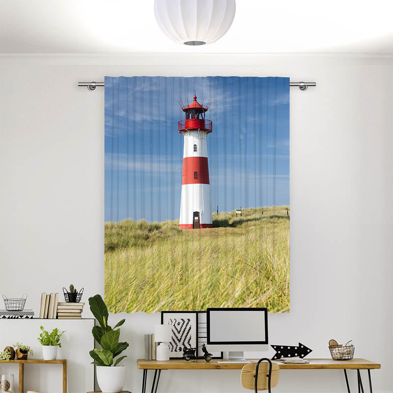 Vorhang Motiv Leuchtturm Duene