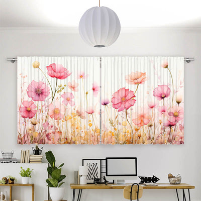 Vorhang Motiv Aquarell Rosen und Mohn