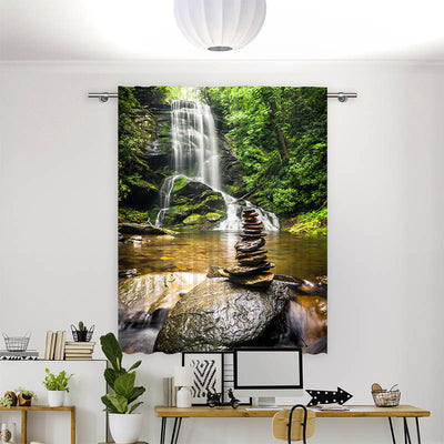 Vorhang Motiv Wasserfall Zen Stones