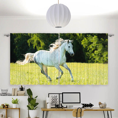 Vorhang Motiv Weisses Pferd im Gras
