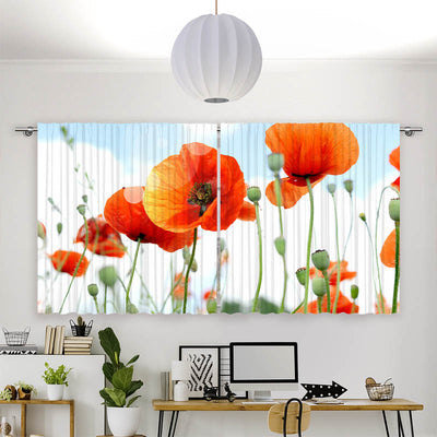 Vorhang Motiv Mohnblumen Panorama