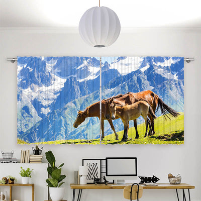 Vorhang Motiv Pferde auf der Alm