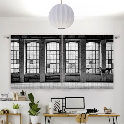 Vorhang Motiv Alte Fabrikfenster