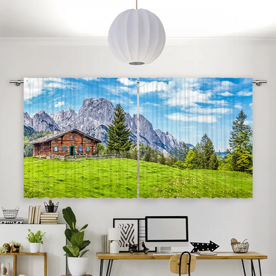 Vorhang Motiv Berghütte in den Alpen