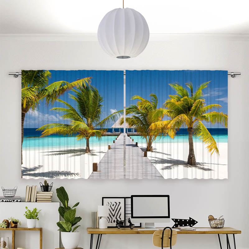 Vorhang Motiv Malediven Strand Palmen