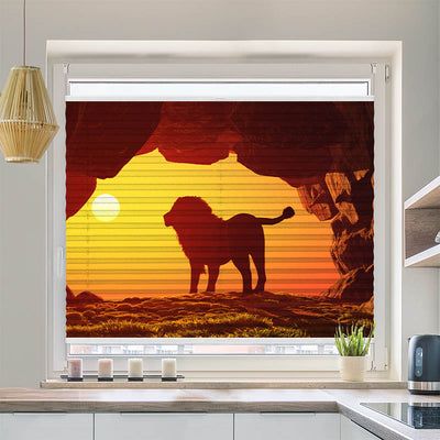 Wabenplissee Motiv Loewe Sonnenuntergang