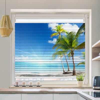 Wabenplissee Motiv Palmen Strand Sonne