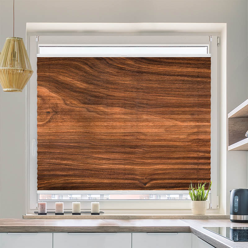 Wabenplissee Motiv Walnuss Holzplanke