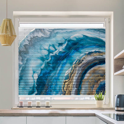 Wabenplissee Motiv Gemaelde Blau Oel