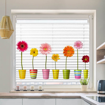 Wabenplissee Motiv Bunte Topfblumen