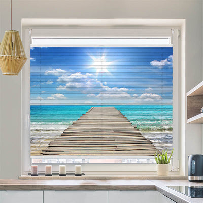 Wabenplissee Motiv Steg ins Meer