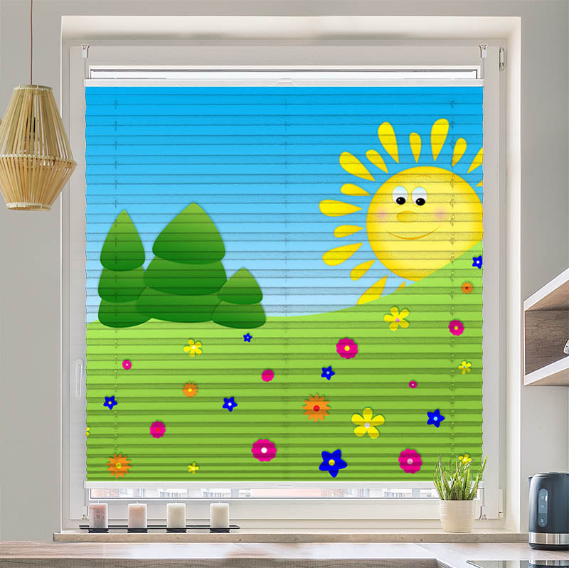 Wabenplissee Motiv "Sonne und Wiese"