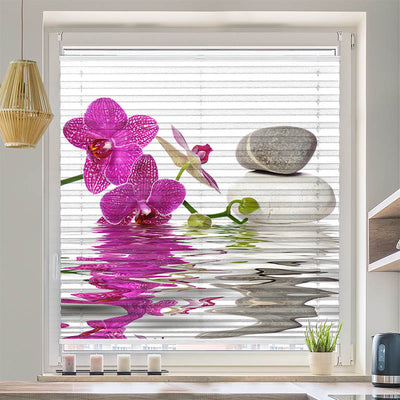 Wabenplissee Motiv Wasser Orchidee Steine