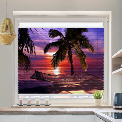 Wabenplissee Motiv Haengematte Palmen Nacht